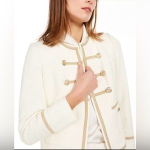 Anne Klein Braided-Trim Double-Breasted Tweed Jacket